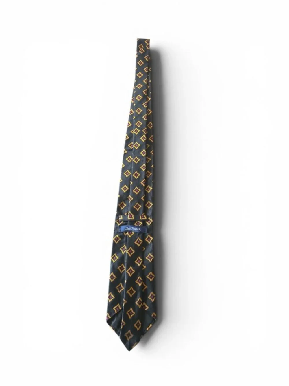 Paul Fredrick 100% Silk Tie USA Made Black Gold Red Geometric Necktie